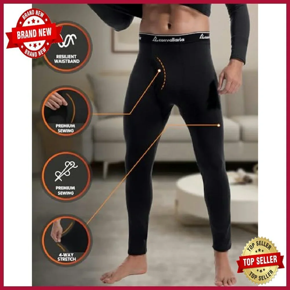Men's Thermal Underwear Set Fleece Lined Base Layer Long Johns Top Bottom
